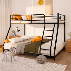 Black Heavy Duty Twin over Full Metal Bunk Bed, Easy Assembly with Enhanced Upper-Level Guardrail