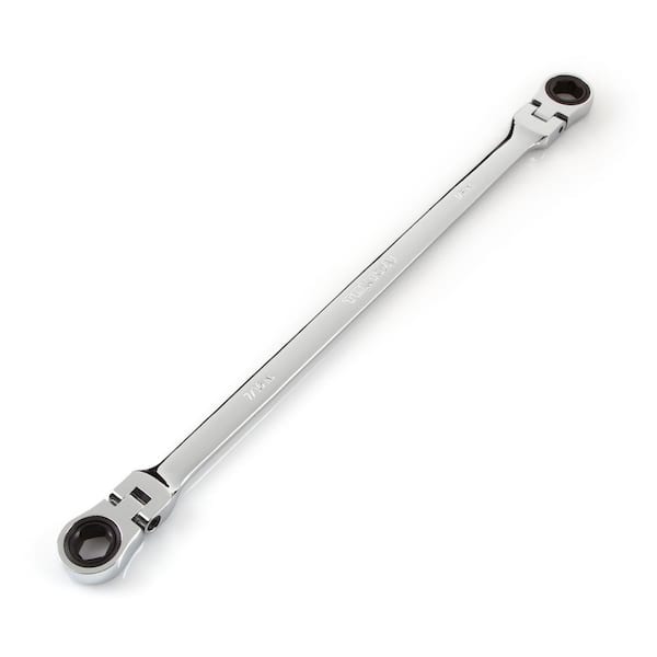 TEKTON 7/16 in. x 1/2 in. Extra Long Flex-Head Ratcheting Box End Wrench