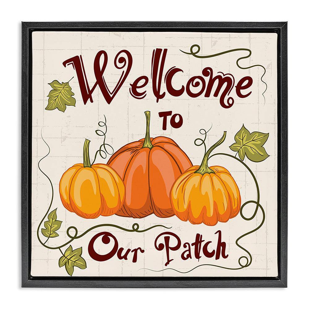 Pumpkin Patch Welcome by Diane Labombarbe 1-Piece Floater Frame Graphic Print Typography Art Print 18 in. x 18 in. price history on PriceWatchPro