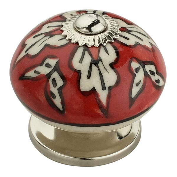 40 Mm White And Red Cabinet Knob Ck312, Red Cabinet Knobs Home Depot