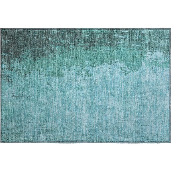 Mayfield Premium Machine Washable Abstract AMF1904 Teal 2 ft. x 3 ft. Area Rug