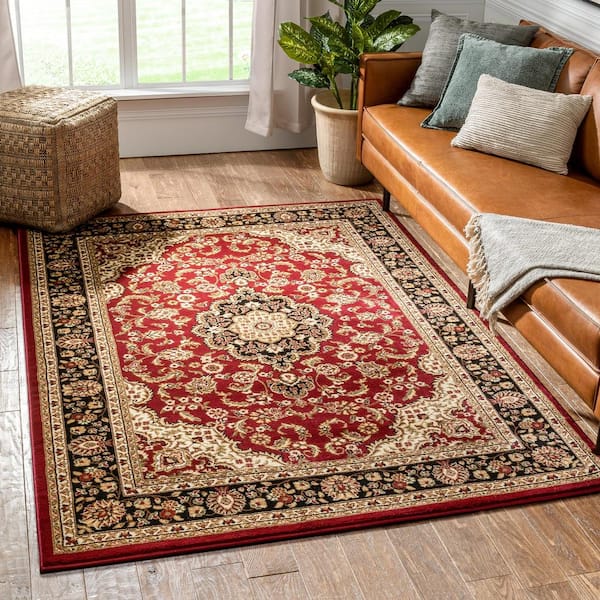 Well Woven Barclay Medallion Kashan Red 9 ft. x 13 ft. Traditional Area Rug  541008 - The Home Depot