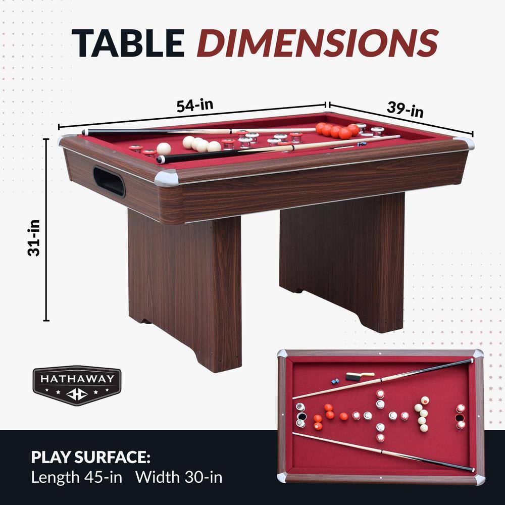 Renegade II 54" Walnut Finish Bumper Pool Table with Red Felt