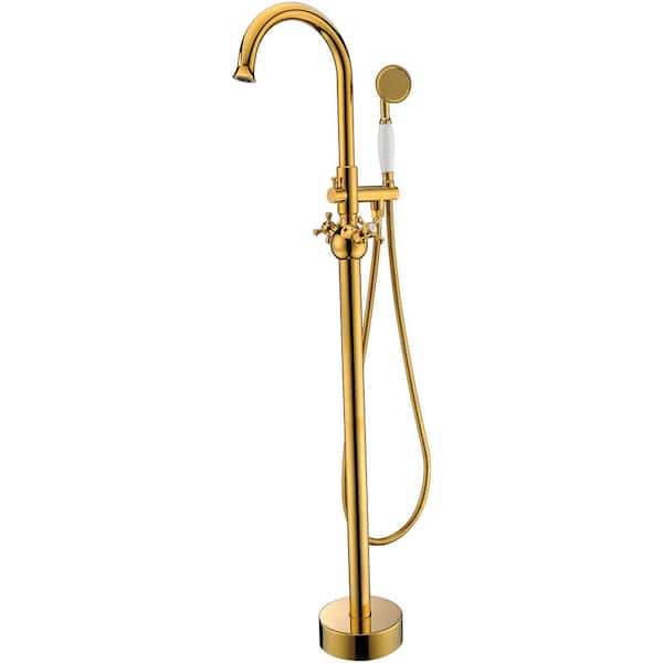 ANZZI Bridal 3-Handle Claw Foot Tub Faucet with Hand Shower in Gold
