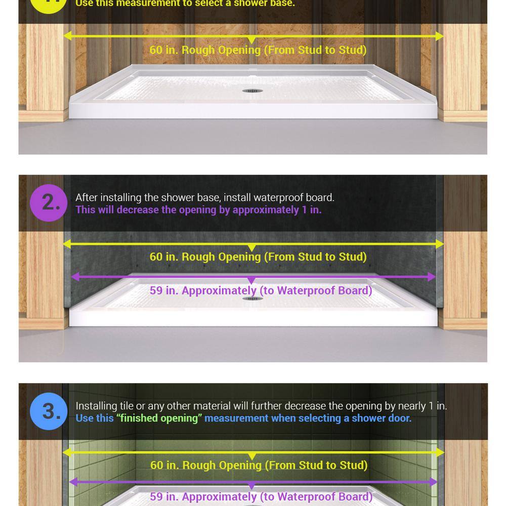 Matte Black Frameless Hinged Shower Door with Clear Glass