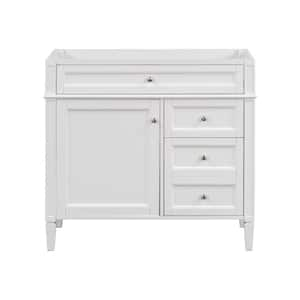 35.74 in. W x 17.87 in. D x 33 in. H Bath Vanity Cabinet Without Top in White with 2-Drawers and a Tip-Out Drawer