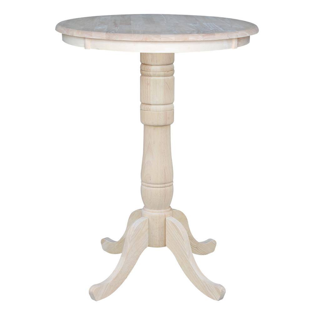 Natural Wood Round Extendable Bar Height Table
