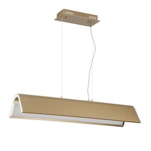 Ultimor 1-Light Oilcan Brass/Chrome Statement Integrated LED Pendant Light with White Metal, Acrylic Shade