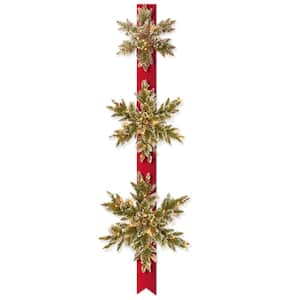 Pre-Lit Glittery Bristle Pine Triple 77 in. Artificial Snowflake Door Hang