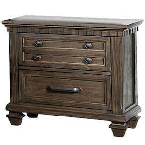 Bling 2-Drawer 27 in. H x 29 in. W x 17 in. D Rustic Brown Wooden Nightstand