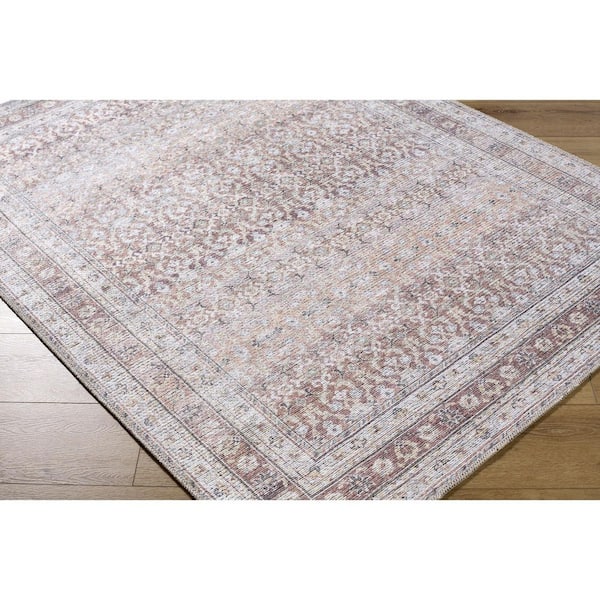 Vinny Olive Traditional Border  2 ft. x 2 ft. Area Rug