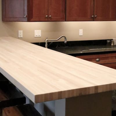 butcher block countertop countertops the home depot round dining room sets with leaf stainless steel benches melbourne
