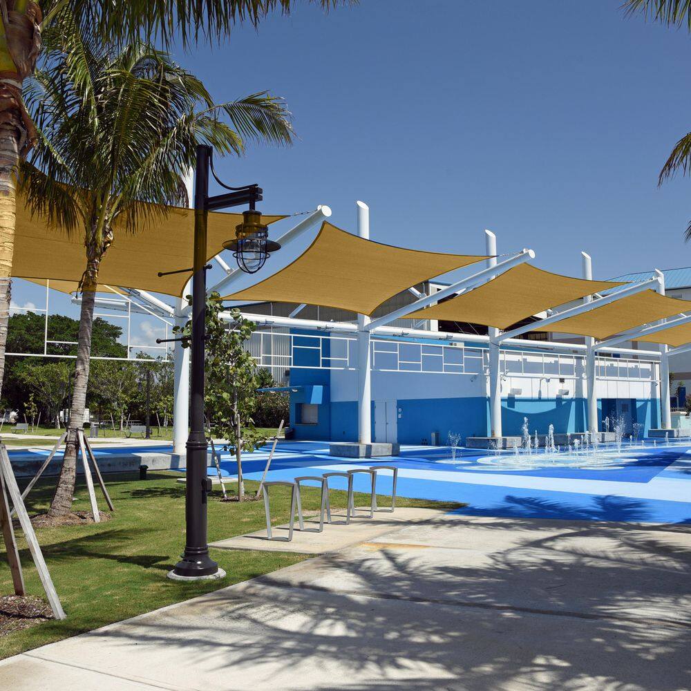 Beige 12 ft. Square UV-Blocking Patio Shade Sail
