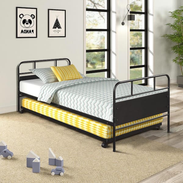 Iron twin deals bed with trundle