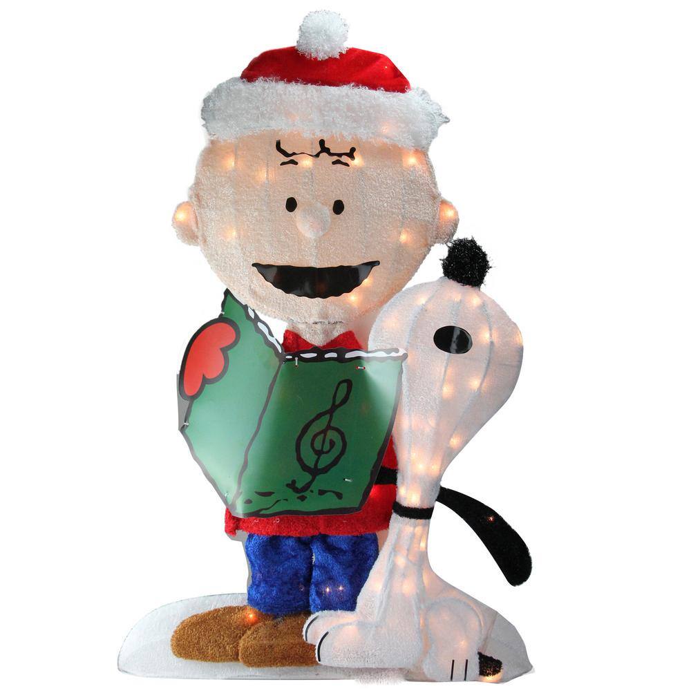 Northlight 32 In Christmas Pre Lit Peanuts Charlie And Snoopy 2 D Outdoor Decoration The Home Depot