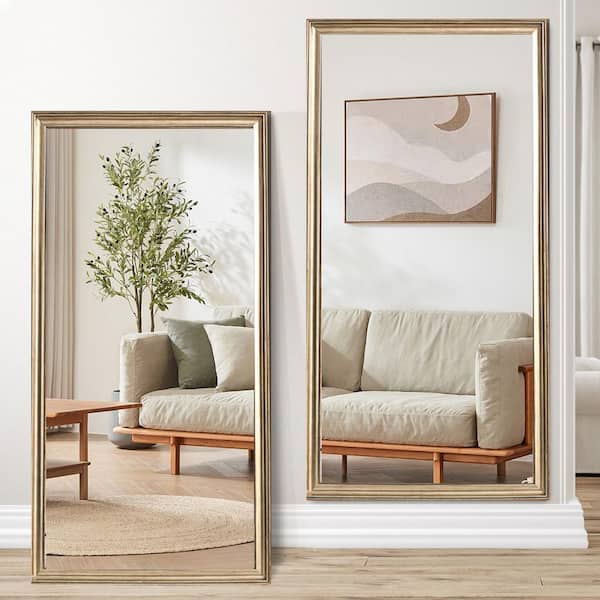 Contemporary Copper 31.50 in. W x 70.86 in. H Rectangle Artificial Wood Full Length Mirror-5mm HD Silver Glass