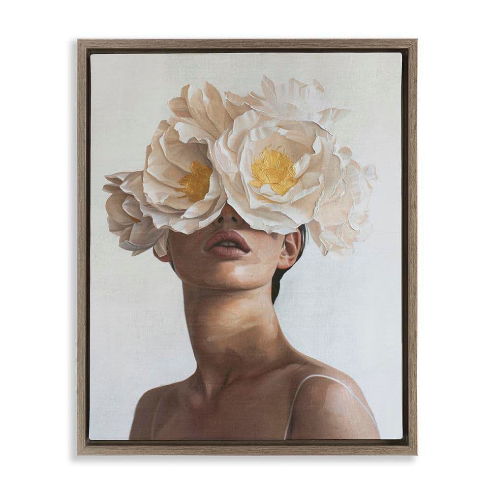 Yellow Flower Lady by Svetlana Aleynikova Brown Floater Frame People Graphic Art Print 21 in. x 17 in. price history on PriceWatchPro