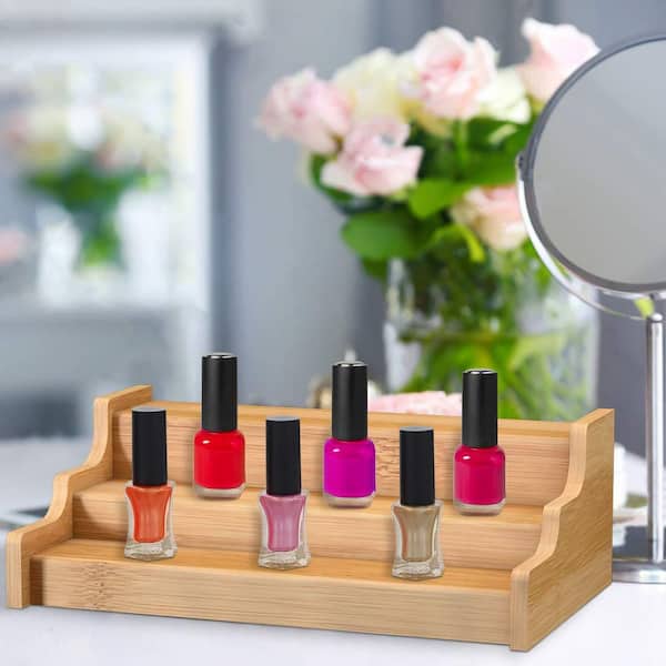 Spice Rack Kitchen Cabinet Organizer, 3 Tier Bamboo Expandable Display Shelf, Yellow