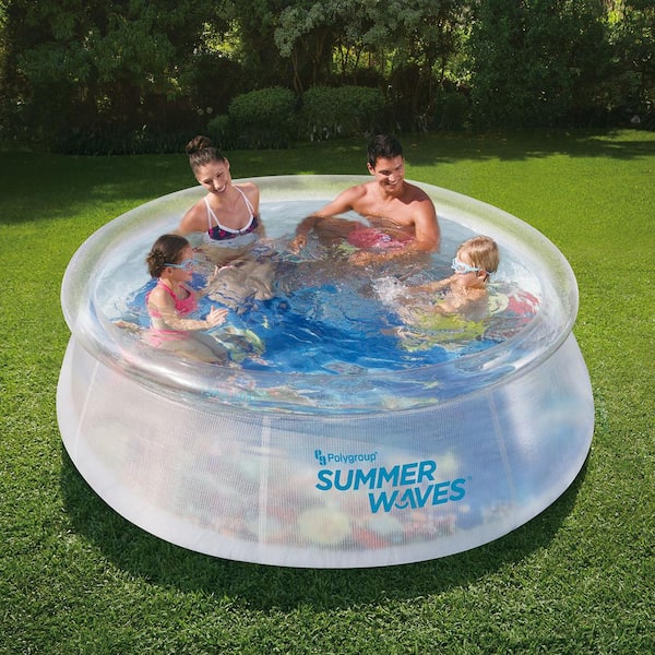 Summer Waves P10008305 96 in. Round 30 in. D Transparent Quick Set Kiddie  Pool with 3D Graphics and Goggles P10008305 - The Home Depot