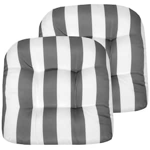 19 in. x 19 in. x 5 in. Havana Tufted Chair Cushion Round U-Shaped Silver/White (Set of 2)