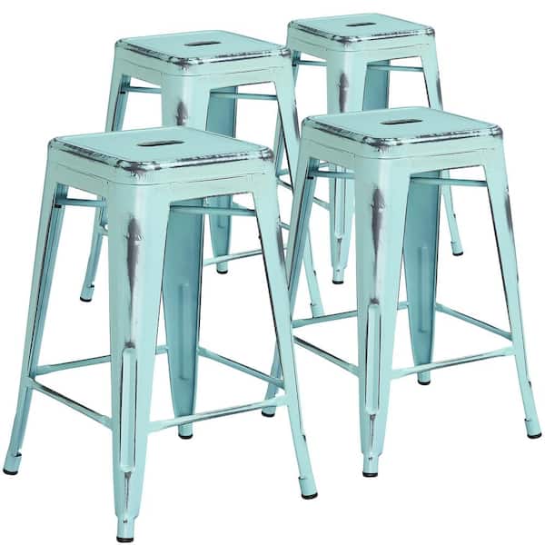Carnegy Avenue Stackable Metal Outdoor Bar Stool (4-Pack)