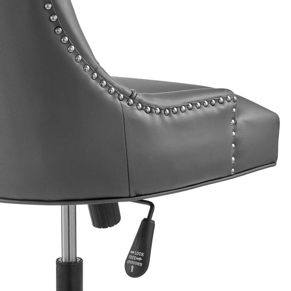 Gray Vegan Leather Tufted Swivel Office Chair