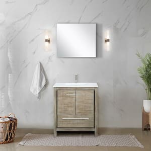 Lafarre 24 in W x 20 in D Rustic Acacia Bath Vanity, Cultured Marble Top, Brushed Nickel Faucet Set and 18 in Mirror