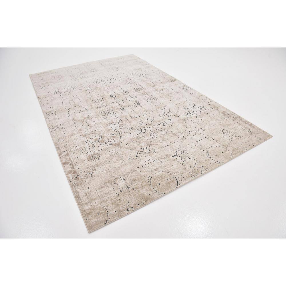 Beige 6' x 9' Rectangular Easy-Care Synthetic Area Rug