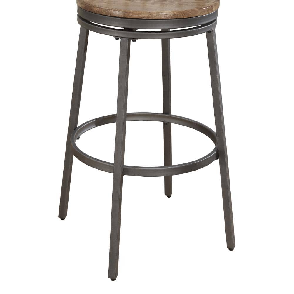 Slate Grey and Oak Industrial Swivel Counter Stool
