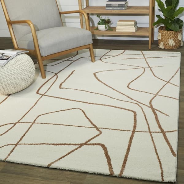 Descartes Rust 2 ft. x 10 ft. Abstract Runner Rug