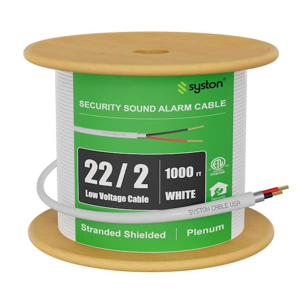 1000 ft. 22/2 White CMP Shielded Stranded Copper Security Burglar Station Sound Alarm Control Cable Wire Indoor/Outdoor