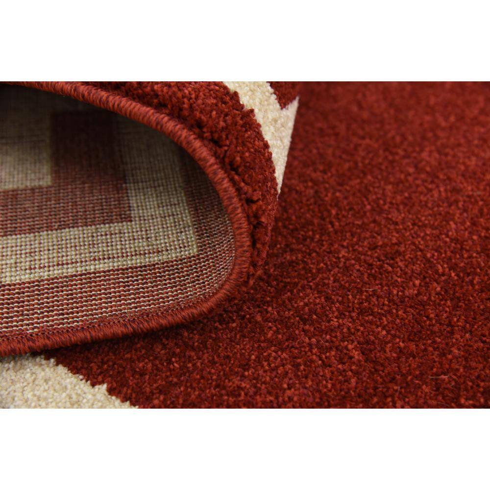 Rectangular Terracotta Geometric Easy Care Synthetic Rug