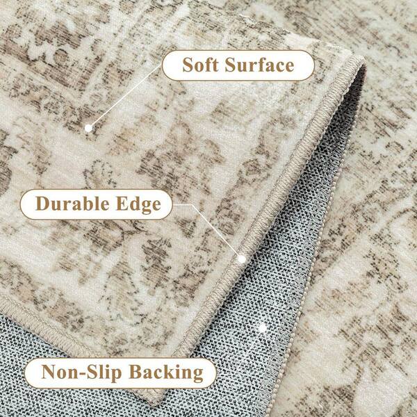 HaiiMeid Juliet Taupe 9 ft. x 12 ft. Vintage Washable Medallion