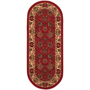 Ottohome Collection Non-Slip Rubberback Oriental Design 2x5 Indoor Oval Runner Rug, 1 ft. 8 in. x 4 ft. 11 in., Dark Red