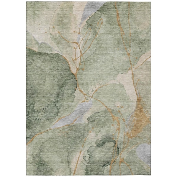 Chantille Machine Washable Indoor/Outdoor Abstract ACN3037 Sage 5 ft. x 7 ft. 6 in. Area Rug