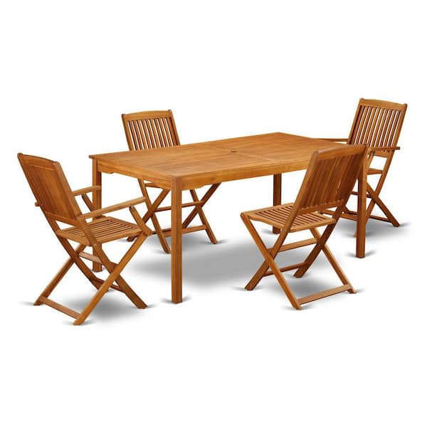 East West Furniture 5-Piece Natural Oil Finish Solid Wood Top - Dining Room Set - Seats 4