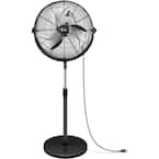 Black Adjustable-Height to 55 in. Pedestal Standing Fan High Velocity, Heavy Duty Metal For Industrial, Residential