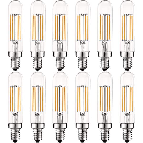 60-Watt Equivalent T6 T6.5 Dimmable Edison LED Light Bulbs UL Listed 2700K Warm White (12-Pack)