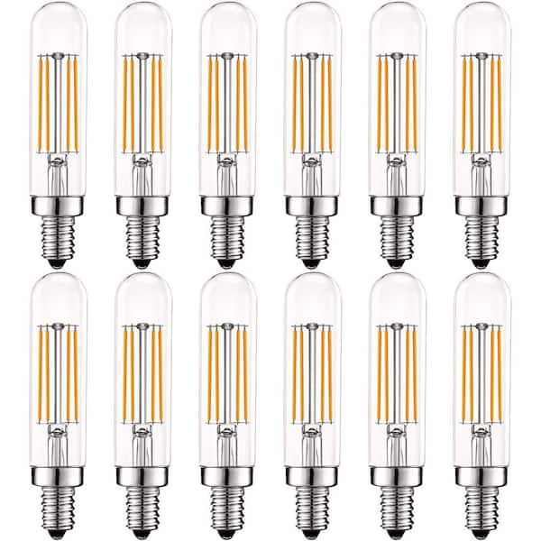 LUXRITE 60-Watt Equivalent T6 T6.5 Dimmable Edison LED Light Bulbs UL Listed 2700K Warm White (12-Pack)