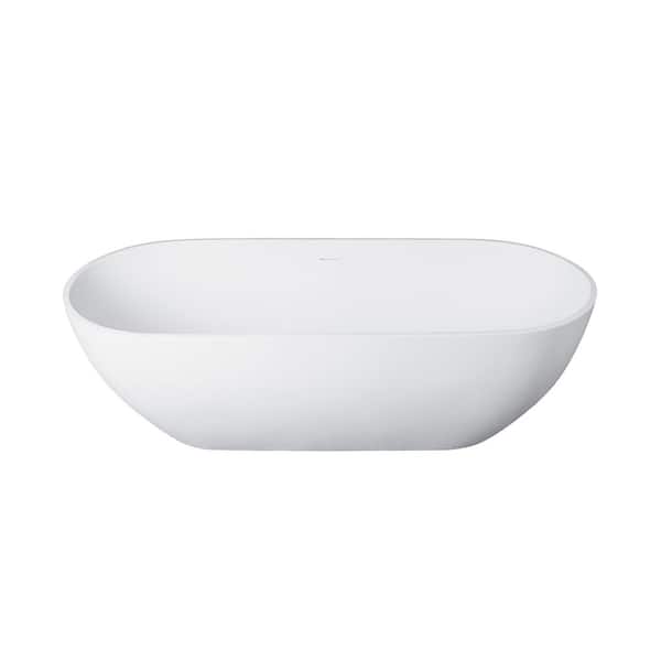 Unbranded 69 in. Stone Resin Flatbottom Non-Whirlpool Bathtub in White