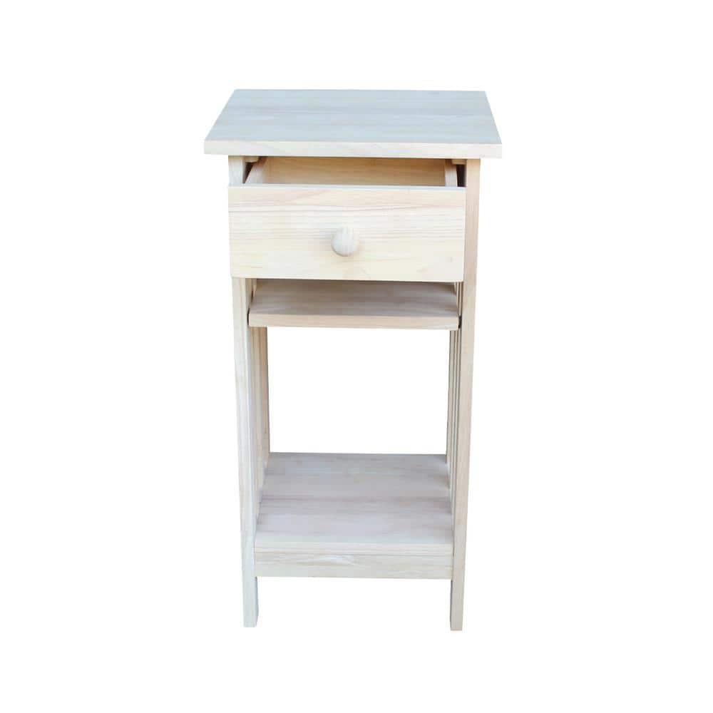Unfinished Parawood Mission Telephone Stand with Storage
