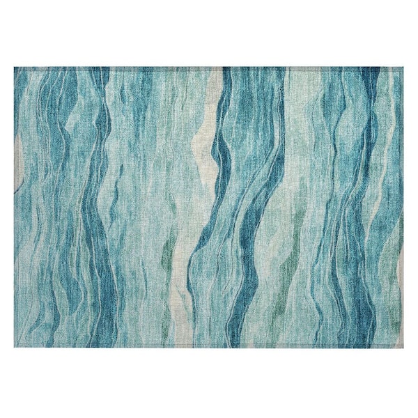 Chantille Machine Washable Indoor/Outdoor Abstract ACN1251 Turquoise 1 ft. 8 in. x 2 ft. 6 in. Area Rug