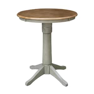 Hickory/Stone 30 in. Round Top Solid Wood Counter Height Dining Table