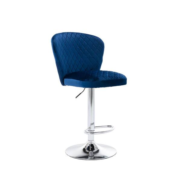 Jushua 21 in.H Navy Bar Stools with High Back and Metal Frame Footrest Counter Adjustable Height Dining Chairs (Set of 2)