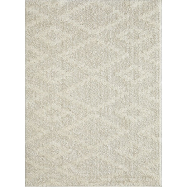 LOOMAKNOTI Vemoa Aslayn Cream 9 ft. 10 in. x 12 ft. 10 in. Geometric Polyester Area Rug