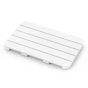 21.5 in. x 13.5 in. White HIPS Rectangular Bathmat with Non-Slip Foot Pads