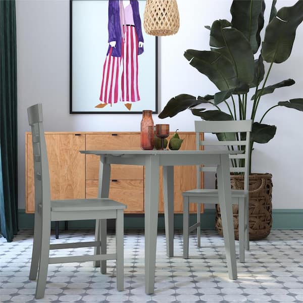 Novogratz Brooks Wood 3-Piece Dining Set, Gray