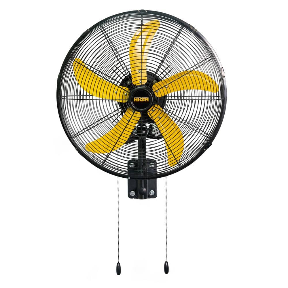 20 in. High Velocity Oscillating Wall Mounted Fan in Yellow with 3 Speeds, 
