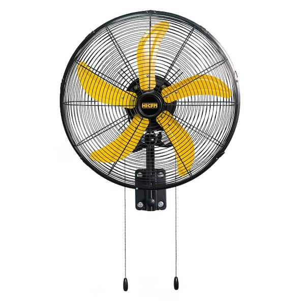 Unbranded 20 in. High Velocity Oscillating Wall Mounted Fan in Yellow with 3 Speeds, 1/3 HP Powerful Motor, 4,800 CFM