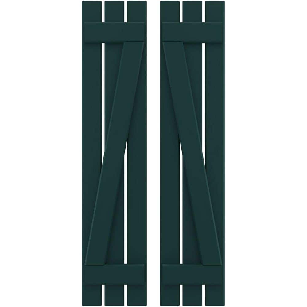 11-1/2 in. W x 60 in. H Americraft 3-Board Exterior Real Wood Spaced Board and Batten Shutters w/Z-Bar in Thermal Green price history on PriceWatchPro